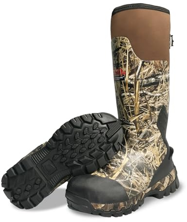 8 Fans Rubber Hunting Boots, Camo, 1000G Thinsulate Insulated Size 7