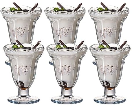 SanzIa 6 uds. Copas de Cristal for Helado, Copas de Helado de tulipán, Cuencos de Postre Vintage de 6,3 Oz con Copas de Aperitivo de Helado con Patas for Fiesta de Vacaciones de Granja