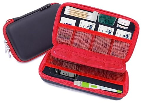 Estuche de viaje para suministros para diabéticos, pequeño organizador para dispositivos de punción, lancetas, agujas, medidores de glucosa, tiras de prueba y más