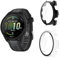 Aerku Custodia Compatibile per Garmin Forerunner 165, [Con Vetro Temperato] 9H HD Anti-Graffio Custodia Protettiva Telaio Rigida PC Cover Protezione - Trasparente&Nero