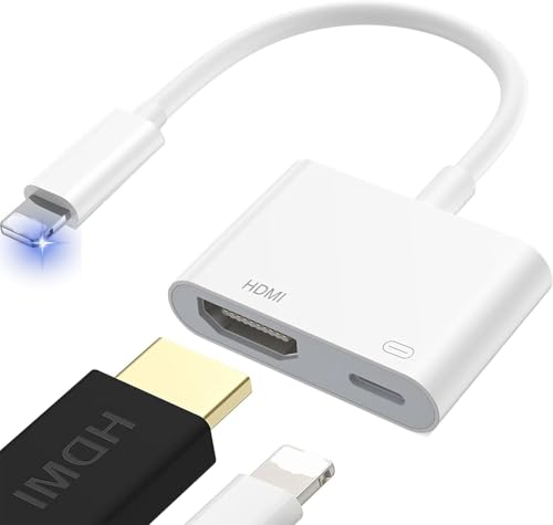 Rydkas HDMI OTG Adapter für iPhone, Phone Digital AV 1080P HDMI Adapter, USB Buchse OTG Kabel und Ladeanschluss, Unterstützung USB Flash Drive, MIDI Tastatur, Maus, für iPhone14/13/12/11/