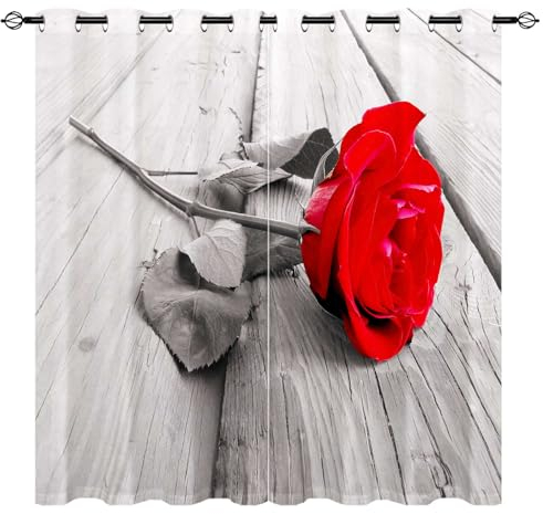 YUANZU Rose Vorhänge Mädchen Blumen Flower Ösen Gardinen mit Blickdichte Vorhang Kälteschutz Blackout Curtain Mädchenzimmer Schlafzimmer Verdunkelung Fenster, 2 Stück, H 245 x B 140 cm