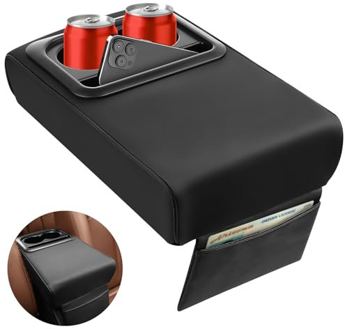 Auto Mittelkonsole Armlehne Kissen, Universal Center Console Lederpolster, Schwarzes Mittelkonsole Auto Box Matte, Leather Car Armrest Box Pad, Konsolen-Handauflagekissen