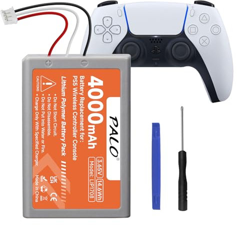 PS5 Controller Akku 4000mAh - 3.65V/14.6Wh Lithium Wiederaufladbare Hohe Kapazität Akku für LIP1708, PS5 Dual Sense, CFI-ZCT1W, CFI-ZCT1J Wireless Controller (1Pcs)
