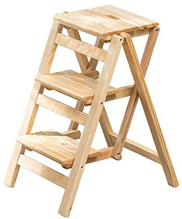 Escabeau pliable à 3 marches en bois massif pour cuisine/bureau/bibliothèque