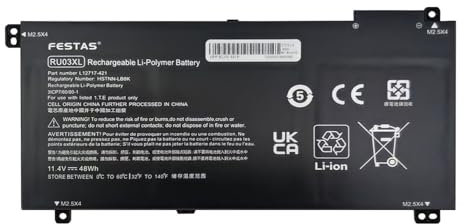FESTAS 11.4V 48Wh Neuf RU03XL Batterie Compatible avec HP Probook X360 11 G3 G4 G5 G6 Series HSTNN-UB7P HSTNN-LB8K HSTNN-IB8P 708462-001 L12791-855 L12717-1C1 L12717-171 L12717-421 L12717-541