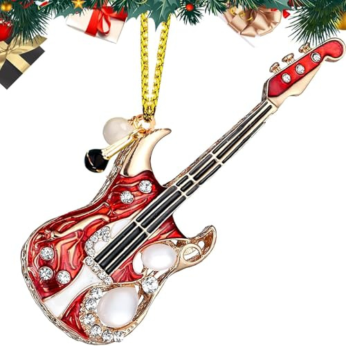 Guitar gifts for men keyring Christmas Decoration 3D Bauble Fun Personalization Xmas Tree Decor for Indoor Desk, Home Accessories for Love Guitar Gift Men and Woman Teacher Friend The Ornaments Gifts