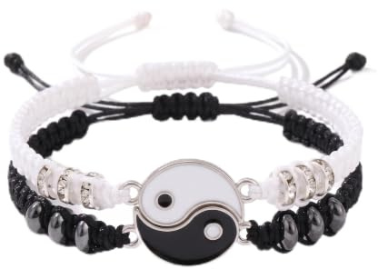Tied By Love Beaded Best Friend Couples Matching Yin Yang Adjustable Cord Bracelets For Best Friends Couples Partners Boyfriend Girlfriend For Birthday Anniversary Valentine's Day