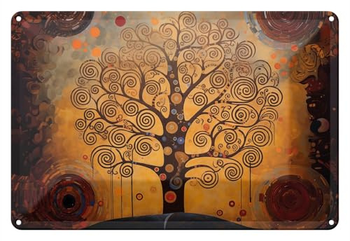 Wallario Blechschild Wandbild aus Metall Baum des Lebens - 20 x 30 cm in Premium-Qualität: Brillante Farben