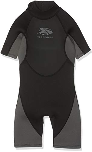 Trespass Scuba, Black, 2/3, Kurzer 3mm-Neoprenanzug mit 7mm-Reißverschluss für Kinder / Jungen 2-12 Jahre, 2-3 Jahre, Schwarz