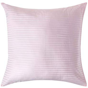 HOMESCAPES Damast Kissenbezug 80x80 cm rosa mit Satin-Streifen & Reißverschluss, 100% ägyptische Baumwolle, Fadendichte 330