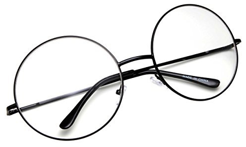 grinderPUNCH Non-Prescription Round Circle Frame Clear Lens Glasses Small Black