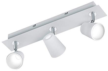 Trio Leuchten LED Deckenleuchten Narcos 873110331, Metall weiß matt / Chrom, 3 x 6 Watt, 7.5 x 45.0 x 16.0 cm