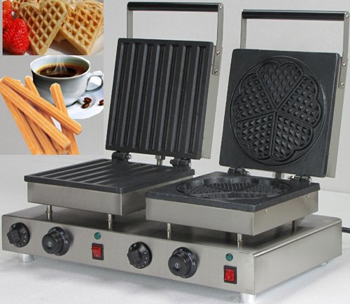 NP-581 Commercial 5pces Heart Shaped& 7pces Churros Waffle Maker Baker Iron Toaster Making Machine (220V)