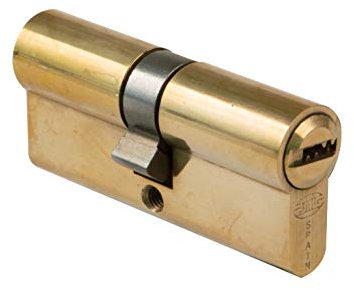 AMIG - Cylindre Serrure de Sécurité pour Portes - Taille 80 (35-45) - 6 Goupilles - Système Anti-perçage - Lèvre de 15 mm - Inclus 5 Clés à Pointe en Laiton et Vis de 80 mm - Fini Poli