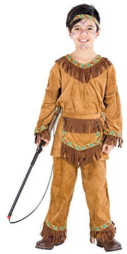 dressforfun Jungenkostüm Indianer | Kostüm mit vielen Fransen und tolle Bordüren | inkl. Haarband und Bindegürtel (5-7 Jahre | Nr. 300529)