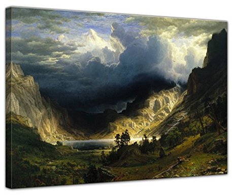 Bilderdepot24 Bild auf Leinwand | Albert Bierstadt A Storm in the Rocky Mountains in 60x50 cm als Wandbild | Wand-deko Dekoration Wohnung alte Meister | 180757-60x50