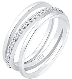 Elli PREMIUM Ring Damen Bandring Kreuz mit Zirkonia Kristallen in 925 Sterling Silber