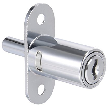 sourcing map Drawer Desk Wardrobe Cabinet Push Plunger Lock, 3/4 Cylinder Diameter 1-1/4 Cylinder Length, Zinc Alloy Chrome Finish, Keyed Alike