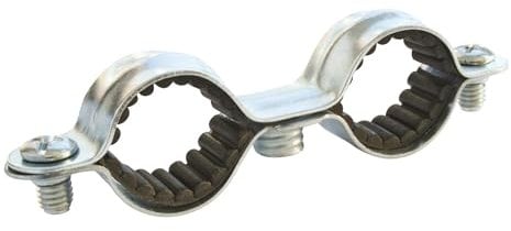 SOMATHERM FOR YOU, Collier double isophonique Ø16 mm en acier nickelé - Sachet de 10 pièces - Fixation pour tubes rigides - Réduction des bruits et absorption des vibrations