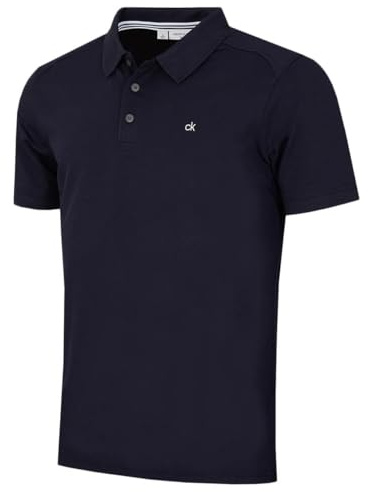 Calvin Klein Hommes Campus 3 Bouton léger côtelée col Polo - Marine - XL