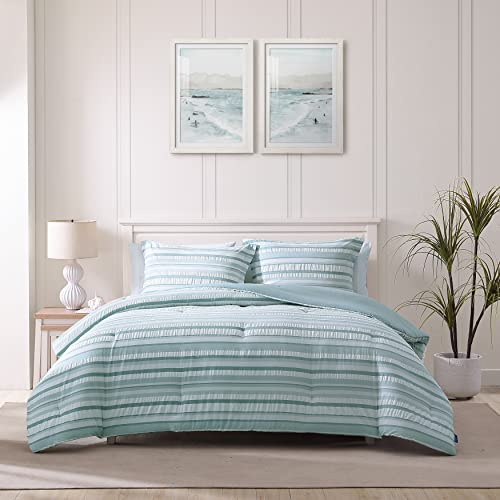 Tommy Bahama - Queen Duvet Cover Set, Cotton Bedding with Matching Shams & Button Closure, Super Soft Bedding Set (Clearwater Cay Blue, Queen)