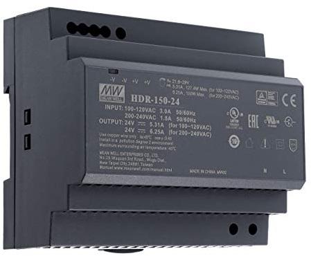24 VDC | 6,25 A | 150Watt | Mean Well HDR-150-24 Hutschienen-Netzteil DIN-Rail