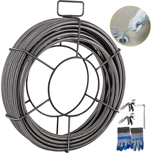 VEVOR Furet 50pi 3/8po Tuyau pour Flexible nettoyeur haute pression Tuyau serpentin pour toilettes bouchées et les éviers