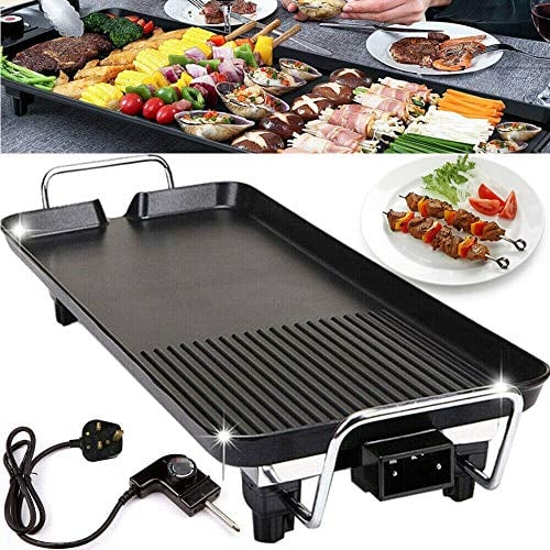 Electric Table Top Grill Portable Barbecue Grill Non Stick Teppanyaki Tray Extra Large Size 67x29.5cm Smokeless BBQ Hot Plate for Party Camping Festival Cooking