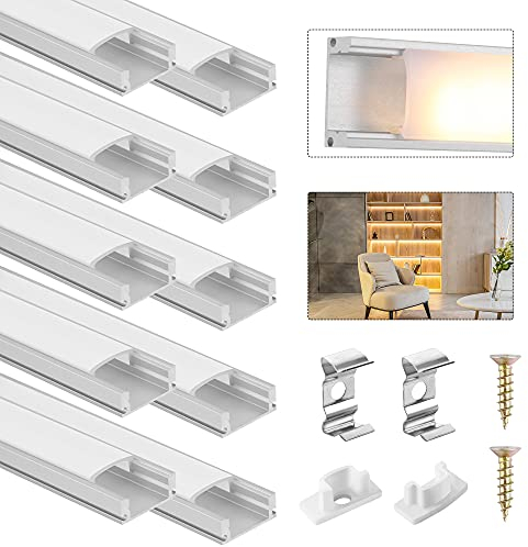 DazSpirit Aluminium LED Profil U-Form, 10Pcs 1M/3.3ft LED Aluminium Kanal mit Abdeckungen in Milchig-weiß Endkappen und Montageclips (keine LED Streifen)