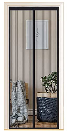 Zanzariera Magnetica per Porte 70 x 200 cm, Tenda Magnetica Zanzariera Porta, Nessun Attrezzo Richiesto, Facile da Installare, Adatto a Bambini e Animali Domestici, Strisce Nere