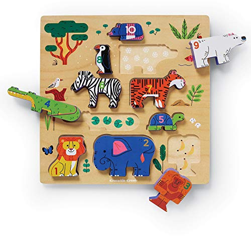 Crocodile Creek 10 Stück Stacking Wood Puzzle/123 Zoo