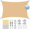 ERPENG Sonnensegel 4.5x5.5m Wetterfest,95% UV Schutz Balkonverkleidung mit Seilen und Befestigungs Kit Hochwertigem Polyester für Balkon, Schwimmbad, Kleiner Garten, Beige