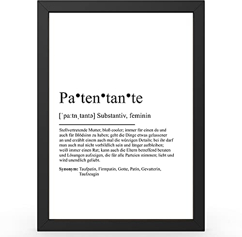 Urhome DIN A5 Kunstdruck Definition Patentante ohne Rahmen - Worterklärung wie im Duden Lexikon als Wanddeko Spruch-Poster Deko Wandbild mit Spruch gerahmt für Wohnung Familie Geschenk