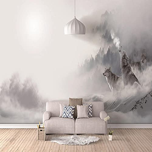 JXMFYY Papier Peint 3D Loups Des Montagnes Enneigées 300x210cm Papier Peint Panoramique Intissé Chambre Salon Décoration Chambre Garcon Murale Stickers Muraux xxl Poster