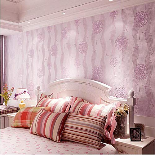 Chbrket Vlies Pastorale Löwenzahn Kindertapete Hochzeitszimmertapete Schlafzimmertapete Wohnzimmer Tv Hintergrundwand Lila 53X950CM