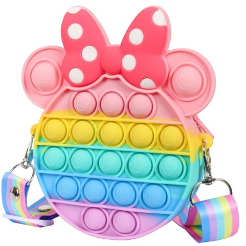 ZHIHUI 2in1 Push Pop it Bag, Poppet Fidget Toy Umhängetasche Fidget Bag Geldbörse Push Bubble Popit Handtaschen, Poppet Fidget Bag Anti Stress Sensory Squishy Toys Geschenk für Mädchen Jungen Kinder
