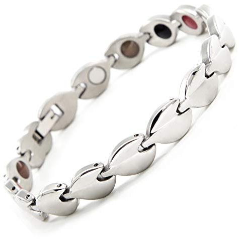 NITROLUBE N Magnetarmband Damen Gesundheit Energie Magnetarmband Ideal als Schmerzlinderung, Bei Arthritis & Karpaltunnelsyndrom (20.0 cm, Silber)
