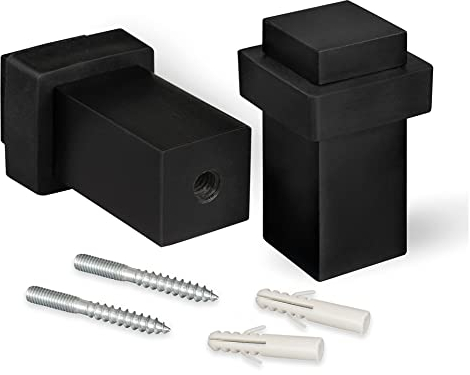 LouMaxx Türstopper Boden Edelstahl zum Schrauben – 2er Set Tür Stopper in Schwarz matt - Türstopper Edelstahl – Türstopper Boden Schrauben – Türstopper zum Schrauben auch geeignet für massive Türen