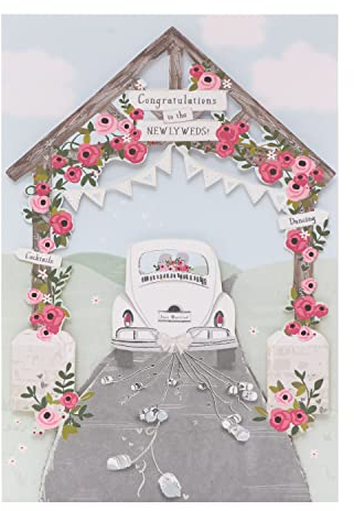 UK Greetings Hochzeitskarte | Braut & Bräutigam | Sie/Ihn | Detailliertes Design | Mit Umschlag | 155 x 235 mm