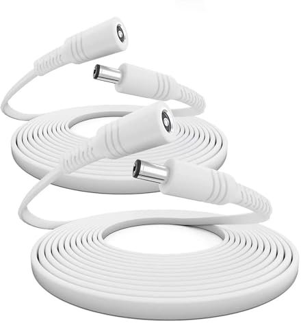 Auroh 2 Pack 3M/9.8ft Power Extension Cable, 12V DC 5.5mm*2.1mm Male to Female Power Adapter Cord for 12V CCTV Security Camera, LED Strip String Light, Router and More Devices (White, 3 Meters)