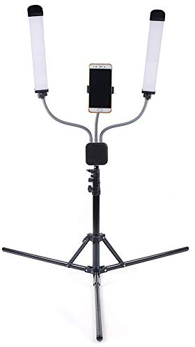 40W Dimmbares LED Videolicht Fotografie Licht-Set Studio Beleuchtung 360° drehbar Doppelarm Fülllicht mit Stativ und Tragtasche für Make-up, Wimpern, Augenbrauen, Tattoo (3200-5600K)