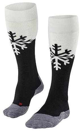 FALKE Damen Skisocken SK2 Intermediate W Kh Wolle Funktionsmaterial warm dick 1 Paar, Schwarz Black-Mix 3010, 43-44