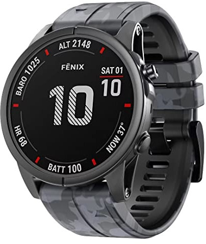 Cinturino in silicone compatibile per Garmin fenix 7/7x/fenix 6 gps/6x gps/fenix 5/5x puls Smartwatch Band Camo/Camouflage Sport Cinturino di ricambio
