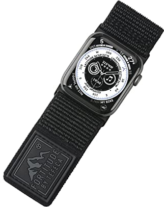 Tefeca Fortitude Serie Ultrawide Armband Kompatibel mit Apple Watch Ultra/Ultra2 Serie 9/8/SE2/7/6/SE/5/4/3/2/1(49/45/44/42mm M/L, Dehnbares Gewebtes Nylon in Schwarz)