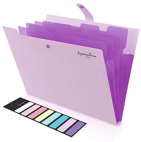 KONVINIT Fächermappe a4 Ordnungsmappe 4 Fächer Dokumentenmappe mit Schnalle Kunststoff Papier Organizer Büro Schul,lila