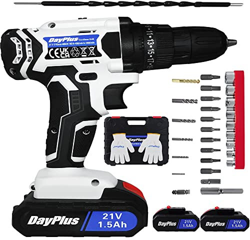 29Pc Cordless Drill Driver Screwdriver Drill Set, 21V Powerful Cordless Drill Set & Screwdriver w/2 Batteries, 25+1 Torque Setting Power Drill with 2 Variable Speed, for Home and Garden DIY Project