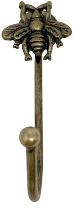 Knobs By Blossom Vintage Antique Brass Iron Wall Hooks Tie Backs Bronze Handmade Metal Animal Hook (3. Bee)