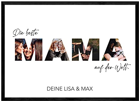 GiveSmiles Muttertagsgeschenk – Personalisierte Foto Collage als Muttertagsgeschenk – Geschenk für Mama mit 4 eigenen Bildern – beliebtes Mama Geschenk - Das perfekte persönliche Geschenkbild für Sie