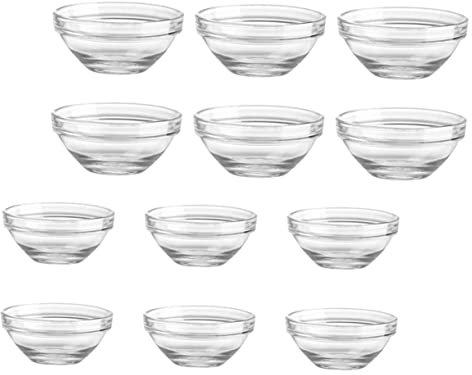 Anneome 12pièces Bols Verre Transparent De Ramequins Multifonctions Pour Desserts Et Cuisine Pour Puddings Salades Fruits Résistants Aux Hautes Températures